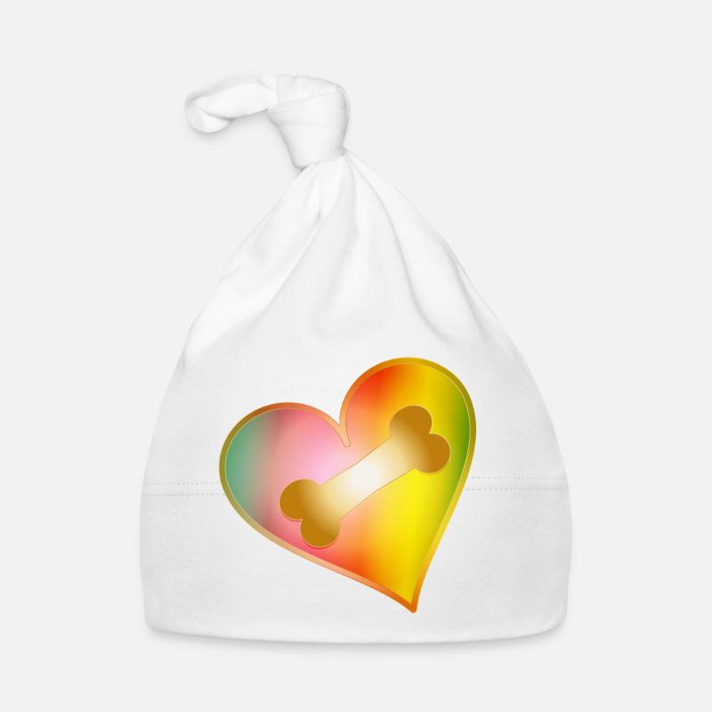 Regenbogen Herz mit Hundeknochen Baby Bio-Mütze