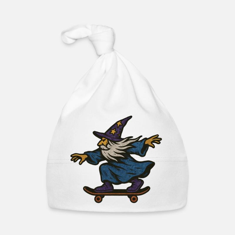 Skating Wizard in Purple Star Hat Organic Baby Cap