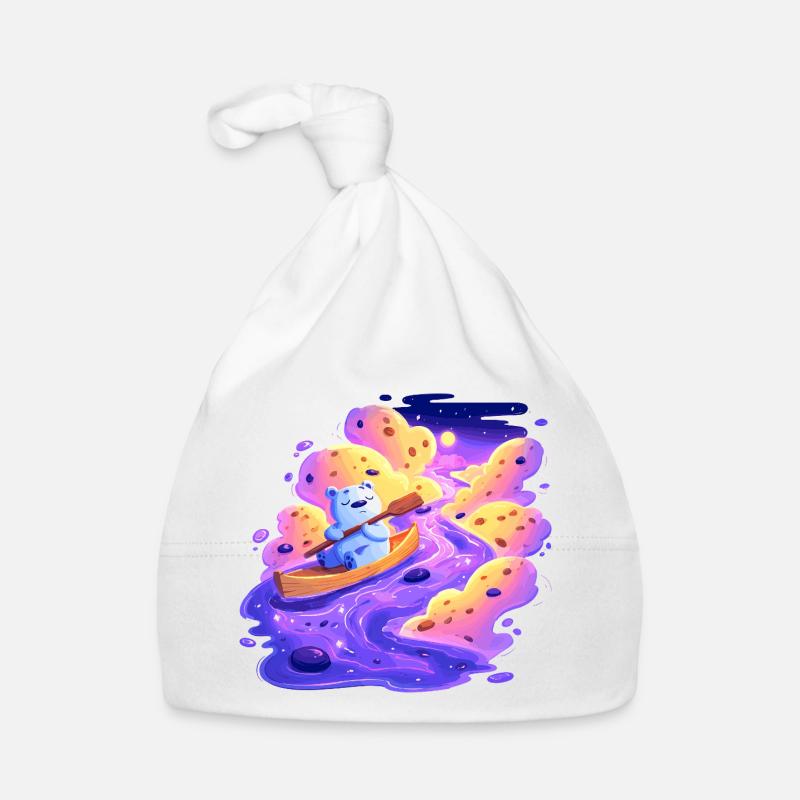 Balade en bateau panda dans le tourbillon violet Bonnet bio Bébé