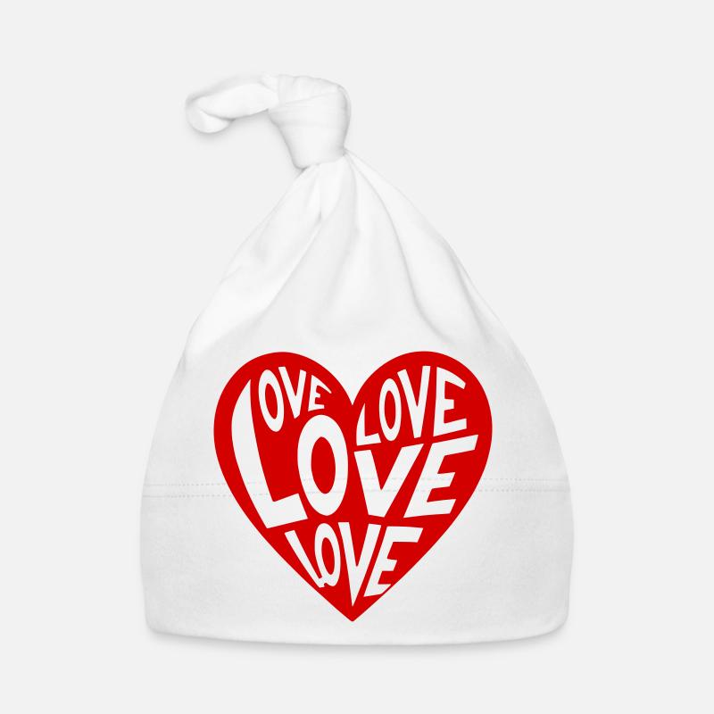 Heart Love Typo Pattern Organic Baby Cap