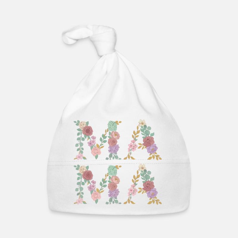 Mama Blumen Floral Schrift Beste Mutter Muttertag Baby Bio-Mütze