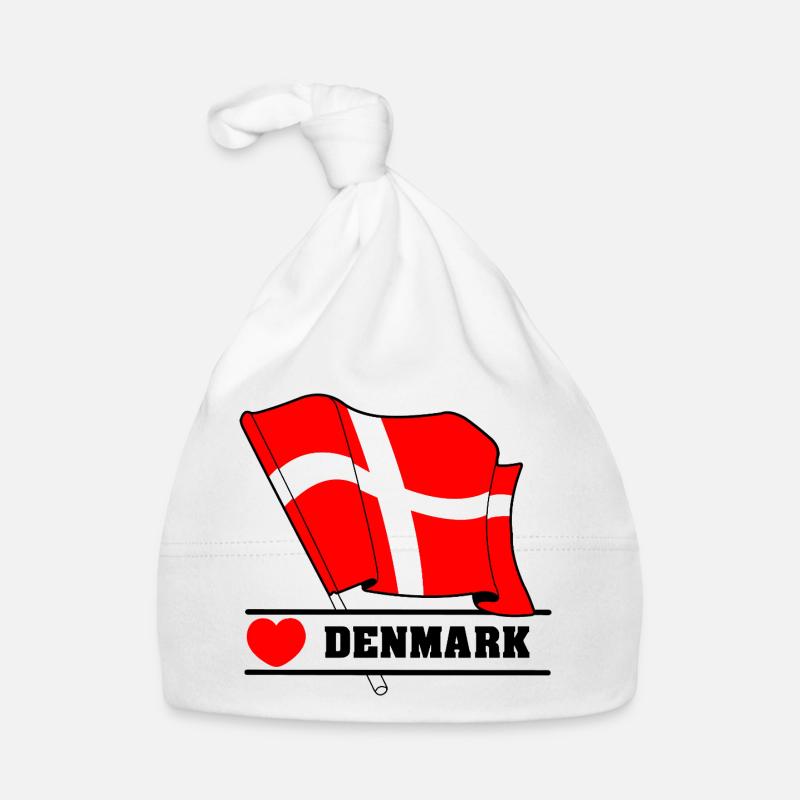 DANEMARK – Drapeau avec cœur Bonnet bio Bébé