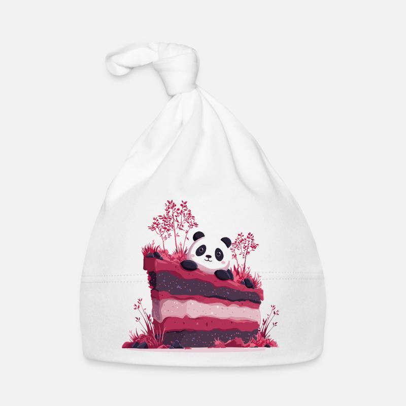Panda auf pinkem Kuchenwald Baby Bio-Mütze