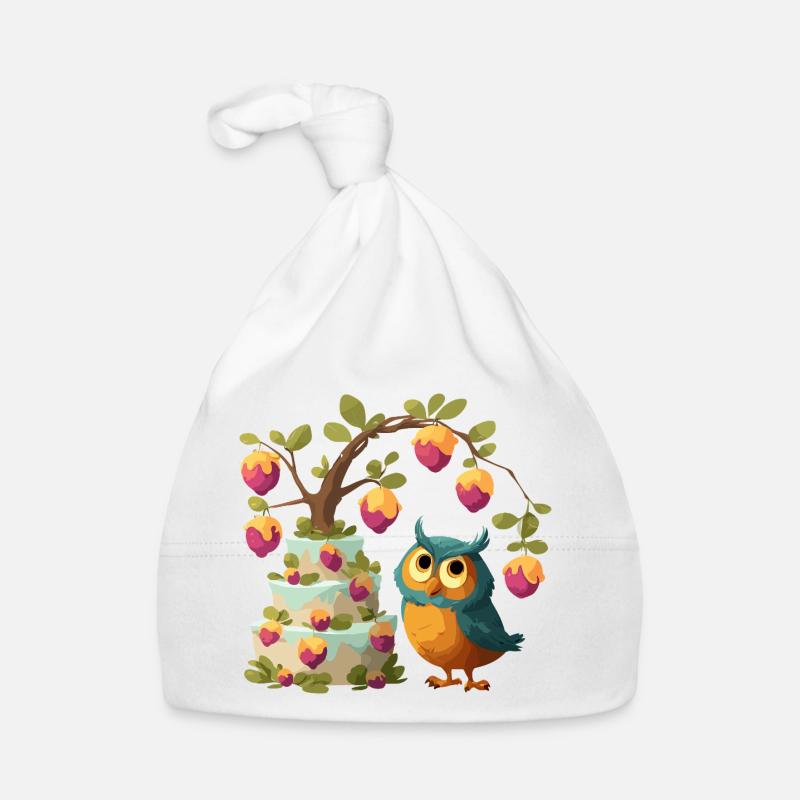 Eule am Obstkuchenbaum Baby Bio-Mütze