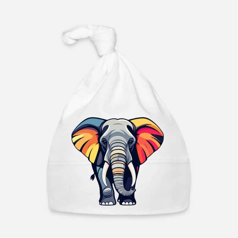 Éléphant coloré aux oreilles colorées Bonnet bio Bébé