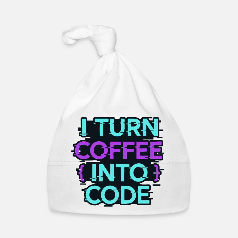 Je transforme le café en code - Bonnet bio Bébé - blanc