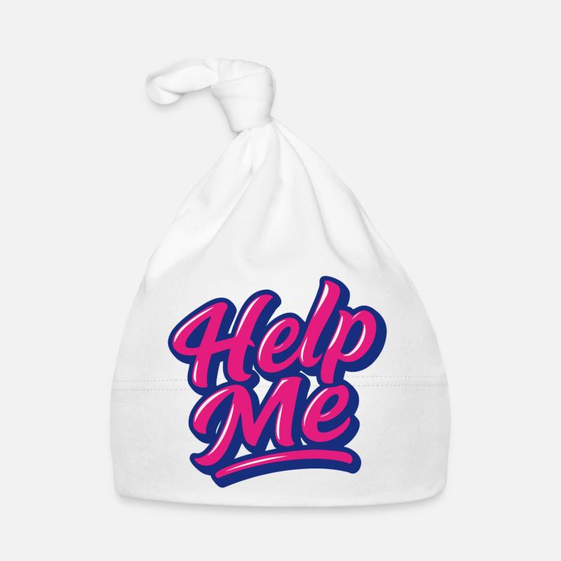 Help Me Neon Script Baby Bio-Mütze