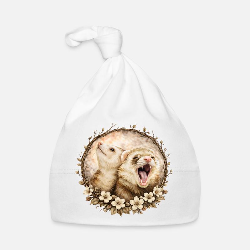 Frettchen im Blumenkreis Baby Bio-Mütze