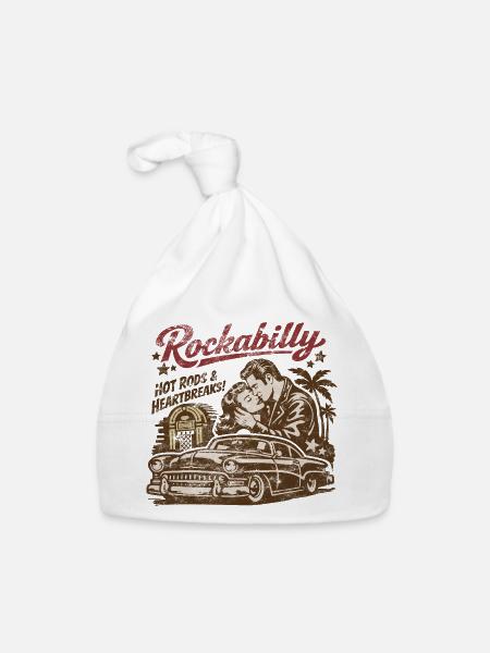 Rockabilly Vintage 50s Rock & Roll | Hot Rod - Baby Bio-Mütze - Weiß - Vorne