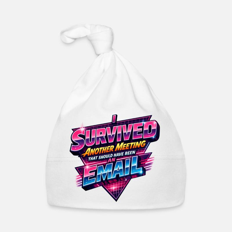I Survived Another Meeting 80s retro vibes Organic Baby Cap