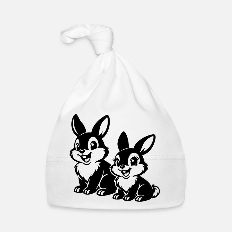 Duet de Lapins Esquissés Bonnet bio Bébé