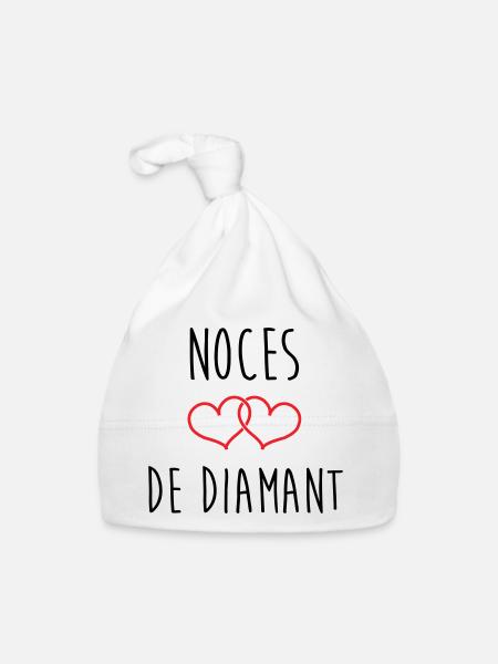 Wedding Anniversary - Diamond Wedding (60 years) - Organic Baby Cap - white - Front