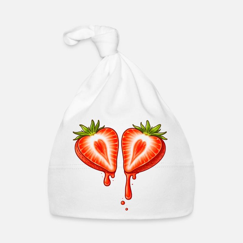 Divided strawberry with heart shape Organic Baby Cap