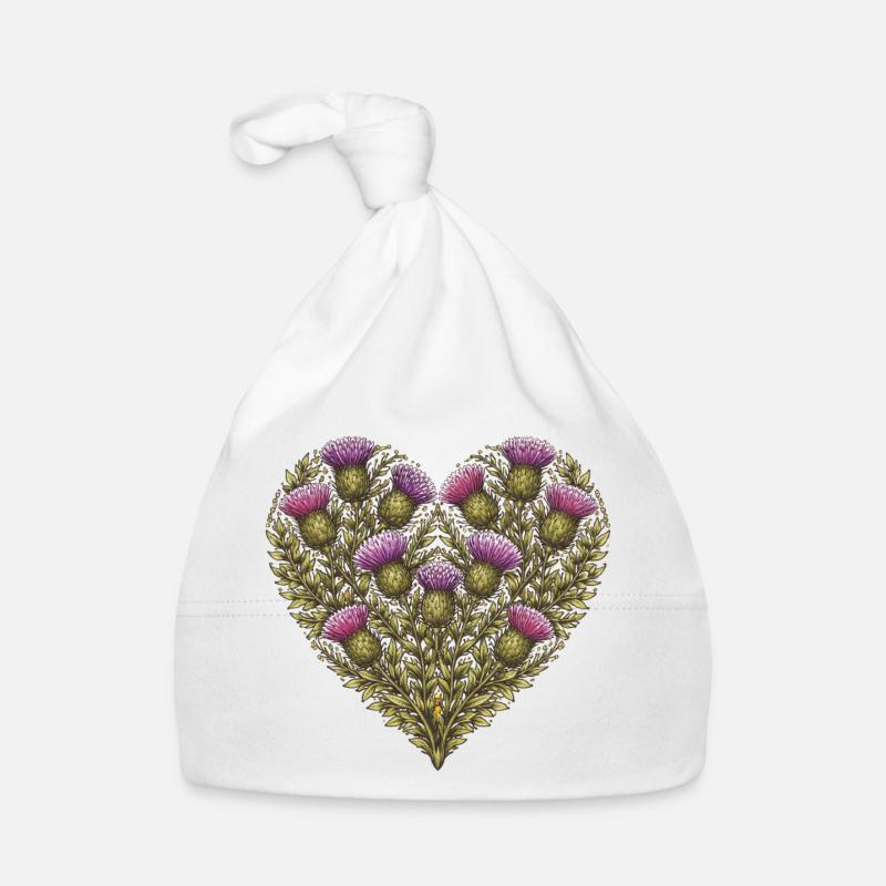 Thistle Heart Botanical Print Organic Baby Cap