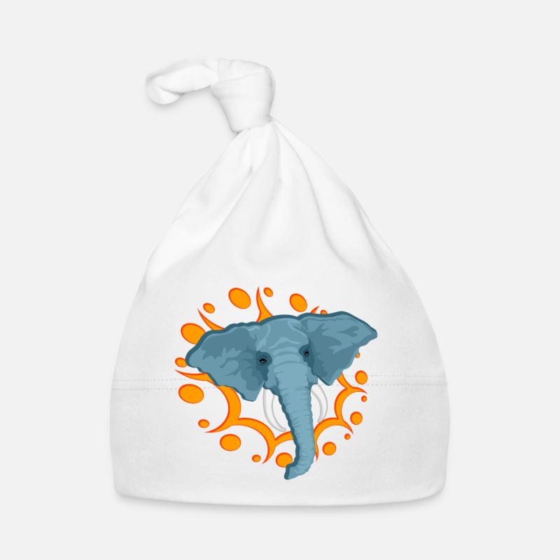 Éléphant bleu avec une broche orange Bonnet bio Bébé