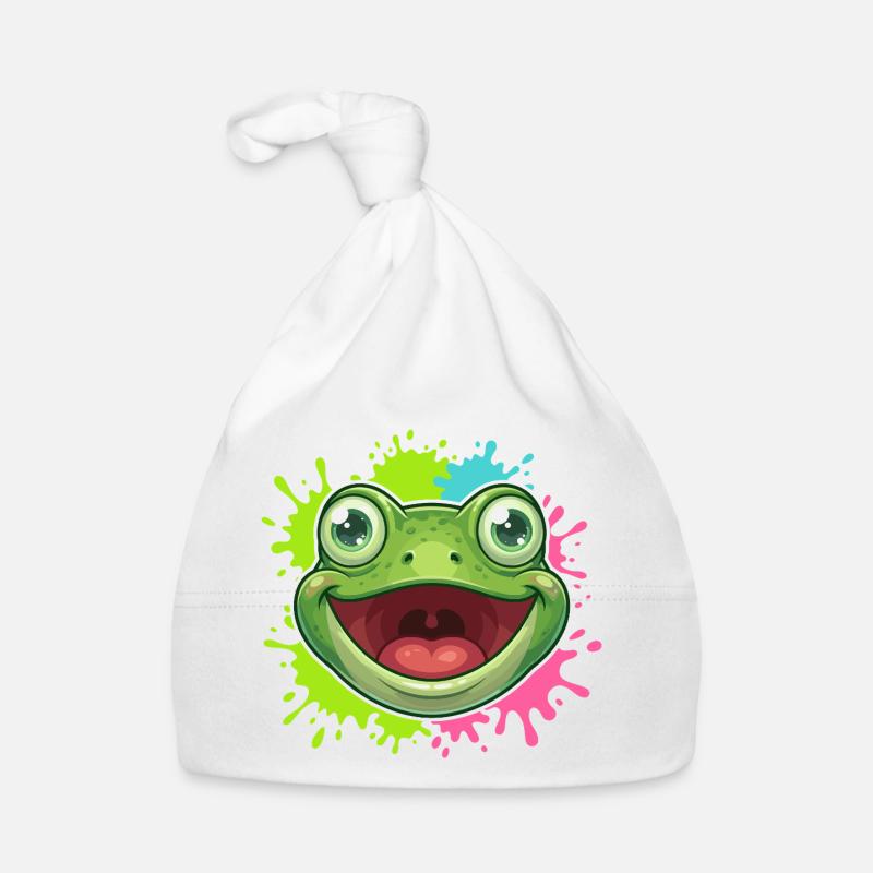 Cheerful Frog Splash Organic Baby Cap
