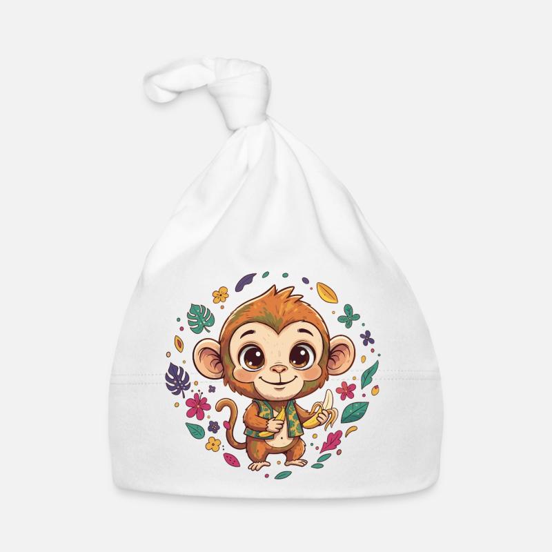 Tropischer Affe mit Banane Baby Bio-Mütze