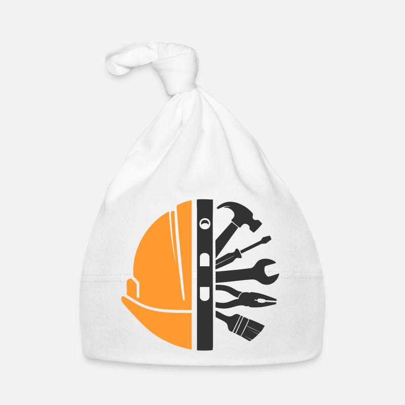 Bauhelm & Werkzeug – Handwerker Logo Baby Bio-Mütze