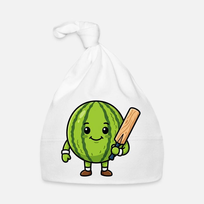 Lustige Wassermelone Mit Cricket Schlaeger Baby Bio-Mütze