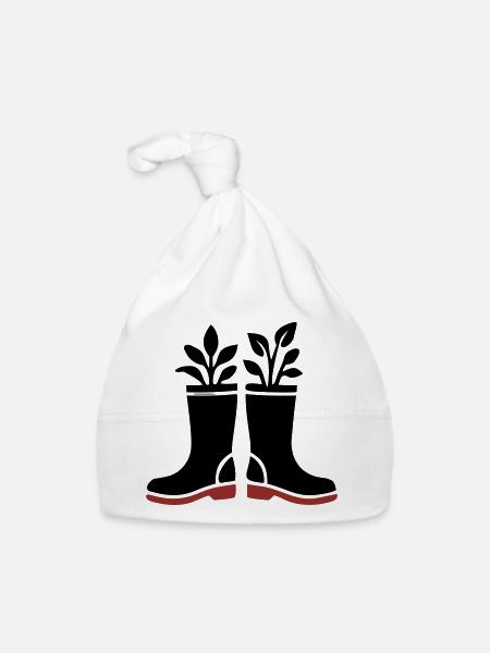 Gummistiefel Pflanzen Icon - Baby Bio-Mütze - Weiß - Vorne