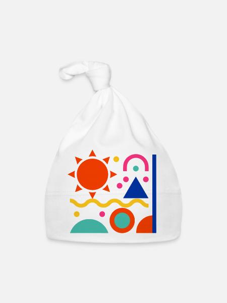 Bunte Formen - Baby Bio-Mütze - Weiß - Vorne
