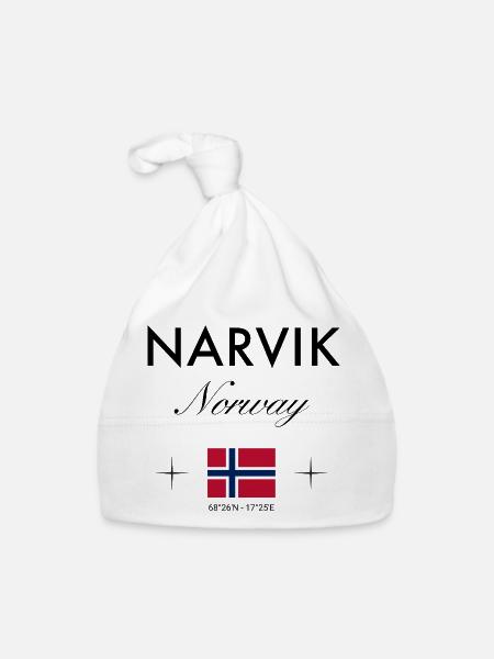 Narvik Norwegen Koordinaten Reise Souvenir - Baby Bio-Mütze - Weiß - Vorne