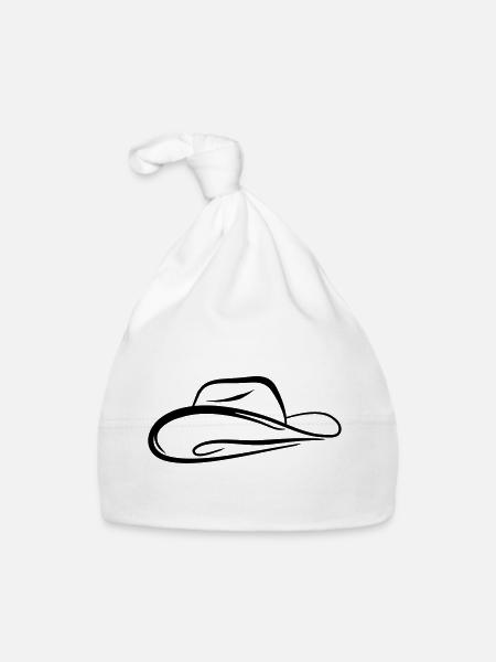 Skizze Cowboyhut - Baby Bio-Mütze - Weiß - Vorne