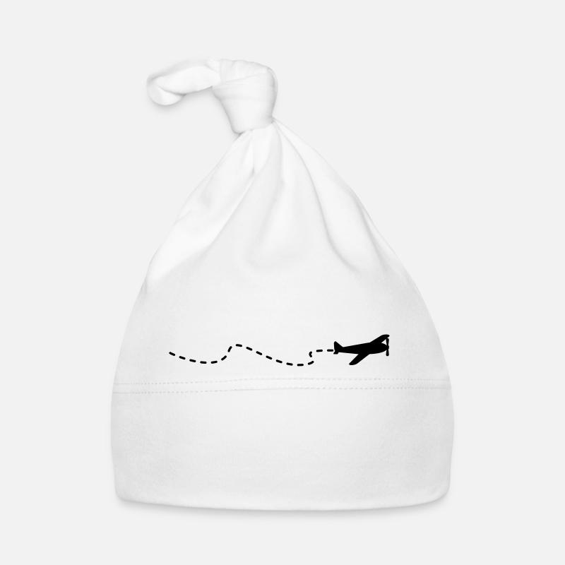 Flugzeug / flying plain (1c) - Baby Bio-Mütze - Weiß