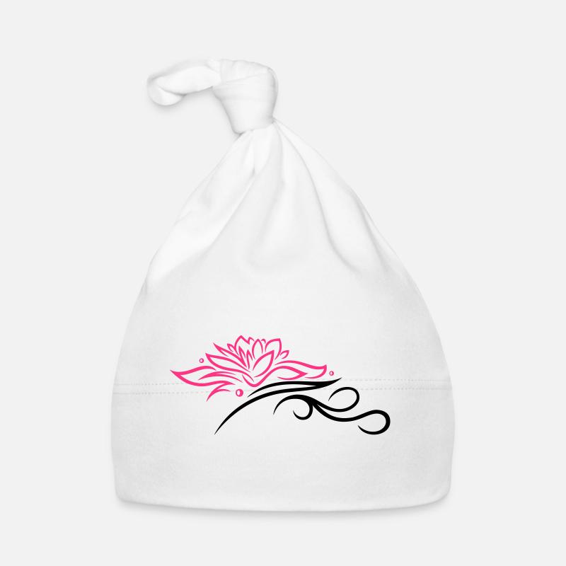 Large lotus flower with small tribal. Organic Baby Cap