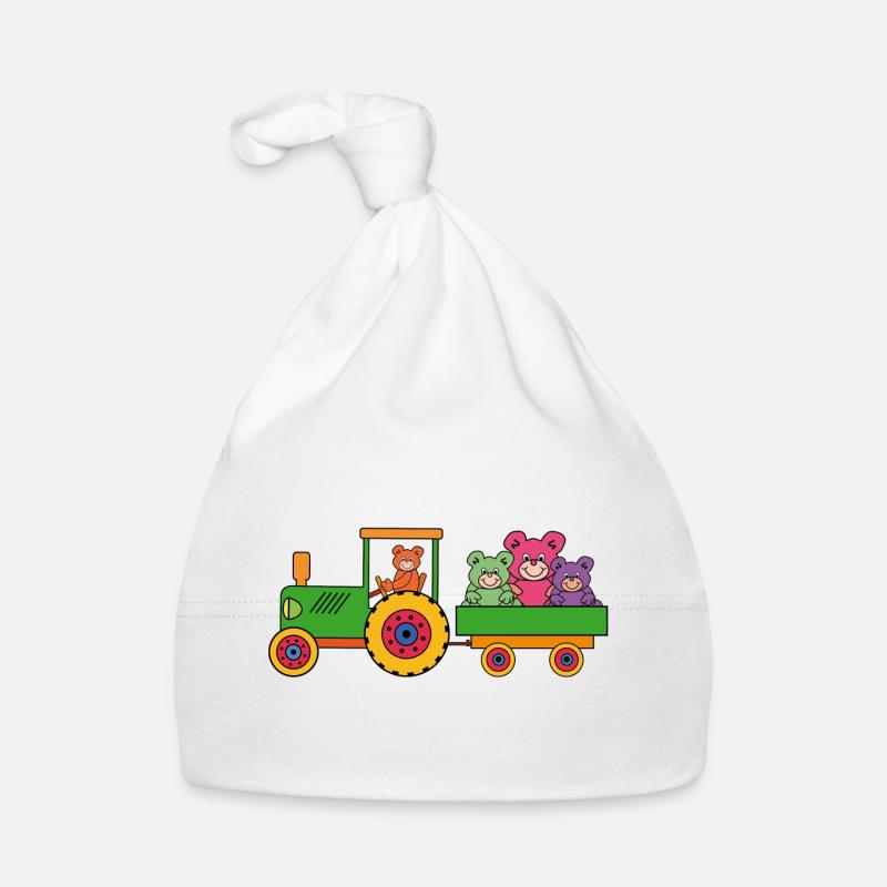 Teddybären | Teddy mit Traktor Baby Bio-Mütze