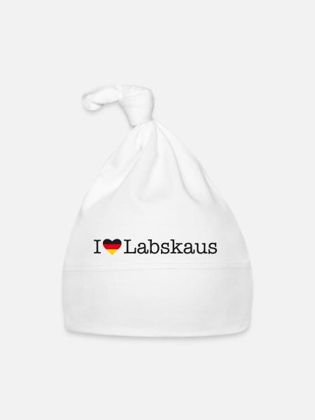 I love Labskaus - Baby Bio-Mütze - Weiß - Vorne