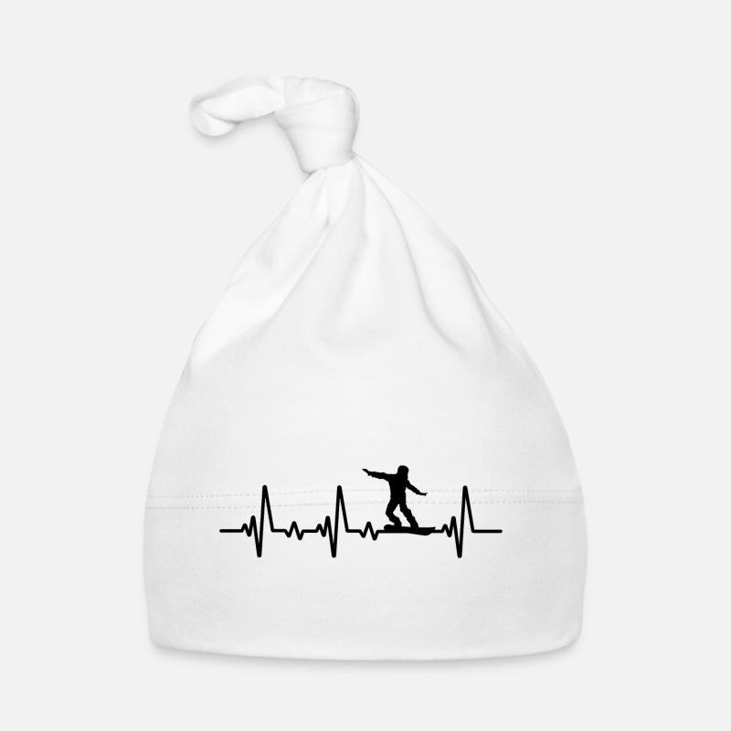 Snowboard heartbeat Snowboarding - Bonnet bio Bébé - blanc