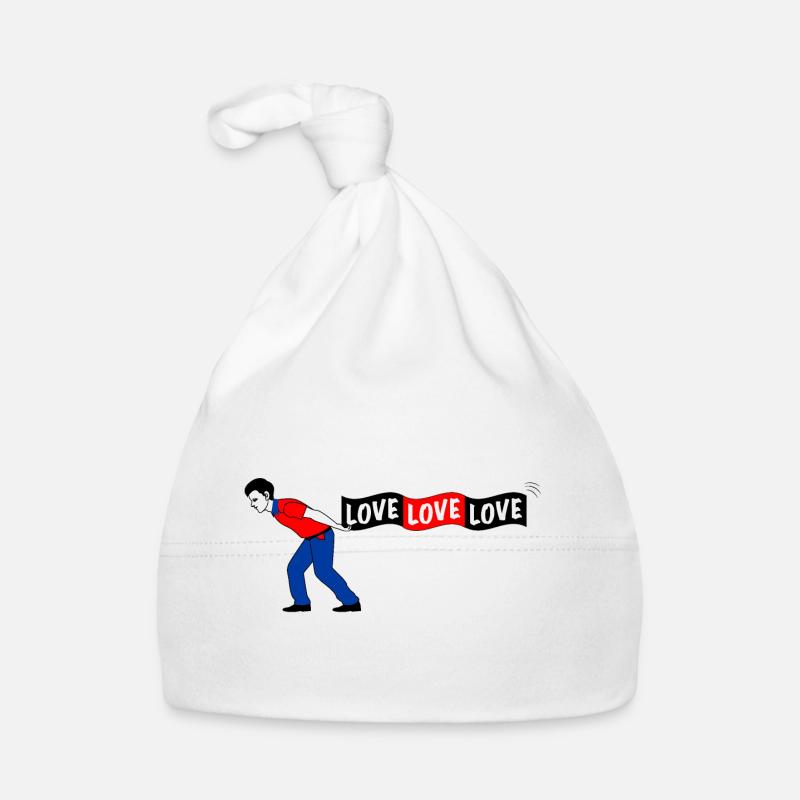Man pulls LOVE banner Organic Baby Cap