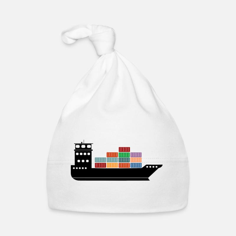 Seecontainerschiff oder Boot mit Containern - Baby Bio-Mütze - Weiß