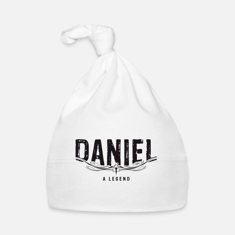 DANIEL A LEGEND decorated - Organic Baby Cap - white