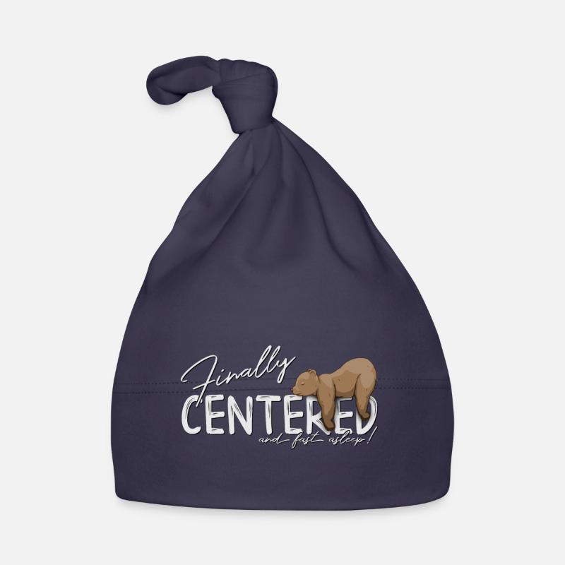 Finally Centered Fallen asleep Zen Bear Yoga Fun Organic Baby Cap