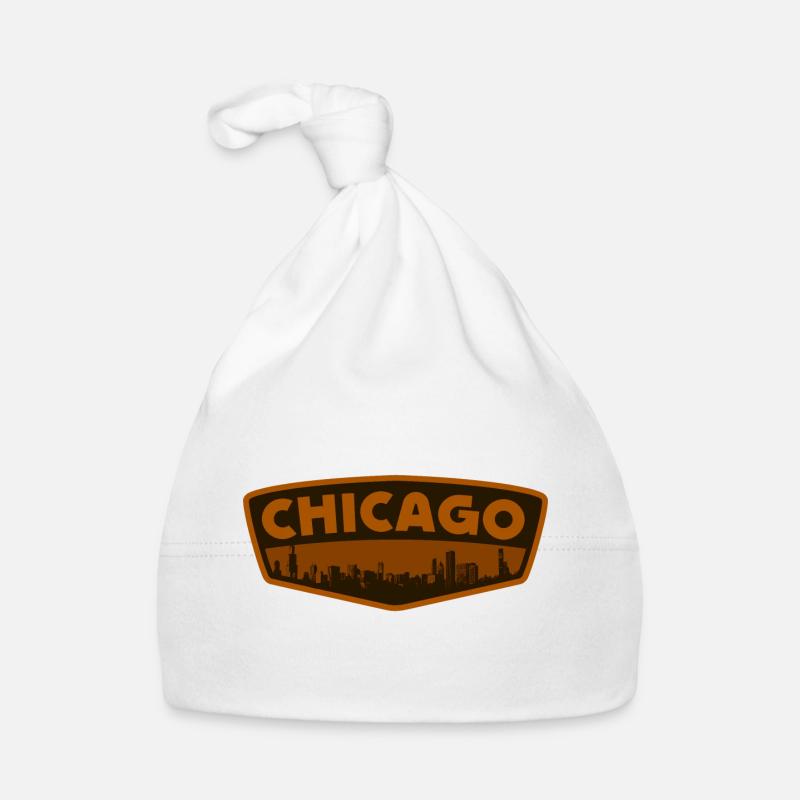 Chicago Skyline Patch Retro Baby Bio-Mütze