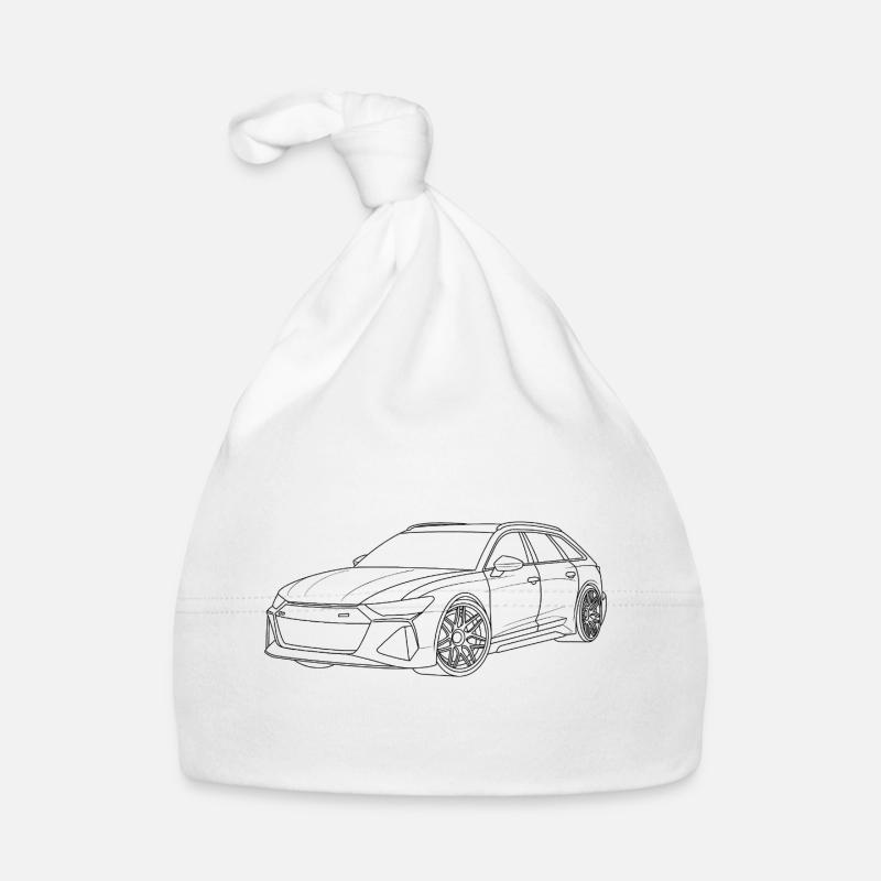 Auto Outline simpel - Baby Bio-Mütze - Weiß