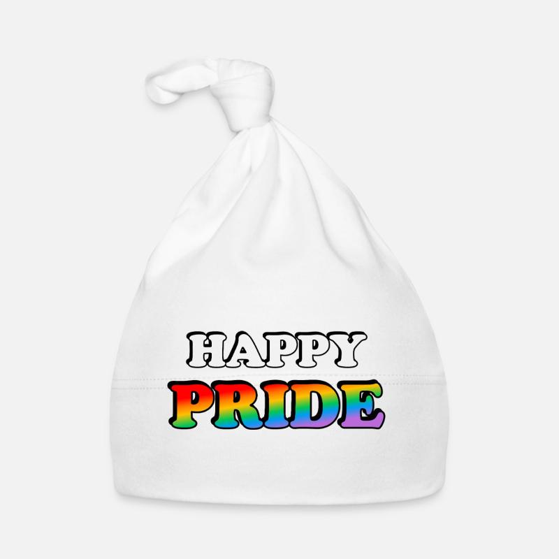 Pride Rainbow Text Design Organic Baby Cap