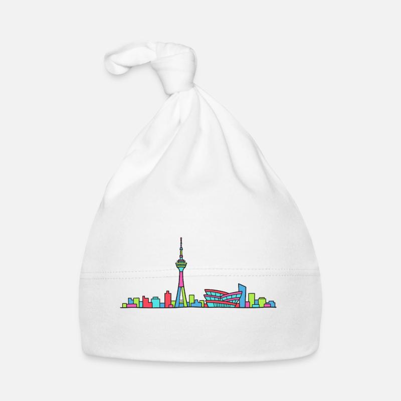Stuttgart City Skyline TV Tower Modern Line Art Organic Baby Cap
