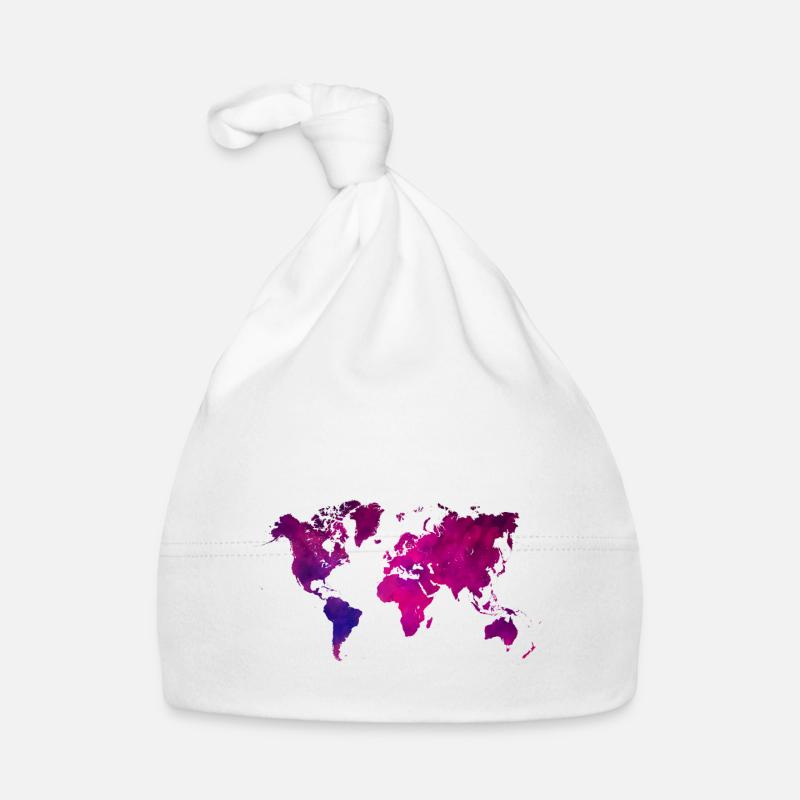 purple world map Organic Baby Cap