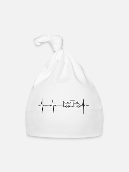 mon cœur bat pour un camping-car de luxe - Bonnet bio Bébé - blanc - Devant