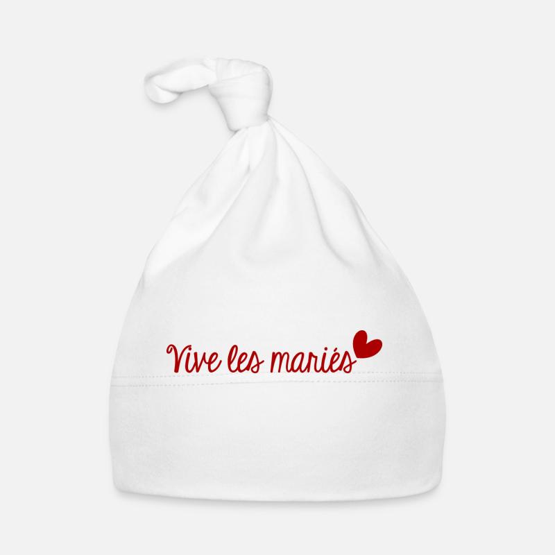 JUST MARRIED. VIVE LES MARIES. EVJF - Bonnet bio Bébé - blanc