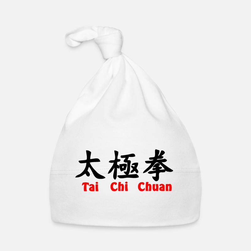 Script Tai Ji Quan horizontal avec texte rouge Bonnet bio Bébé