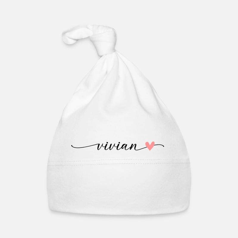 Vivian Nom Prénom Calligraphie Script Bonnet bio Bébé