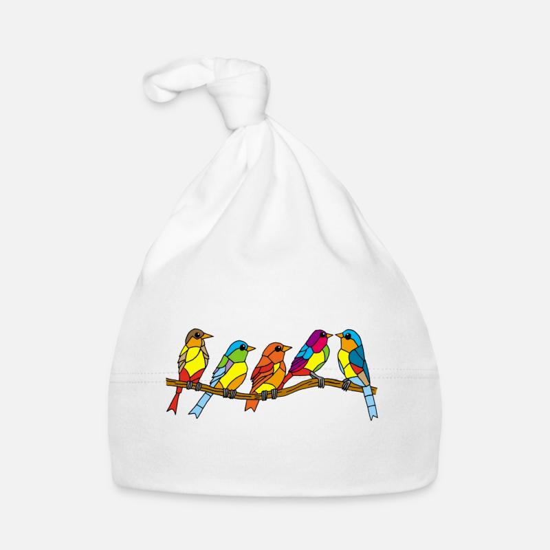 oiseaux et couleurs - Bonnet bio Bébé - blanc