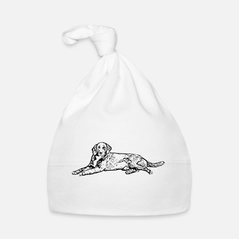 Chien noir - Bonnet bio Bébé - blanc