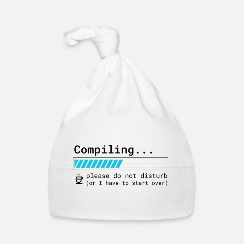 Lustiges Programmierer T-Shirt - Compiling Please  Baby Bio-Mütze