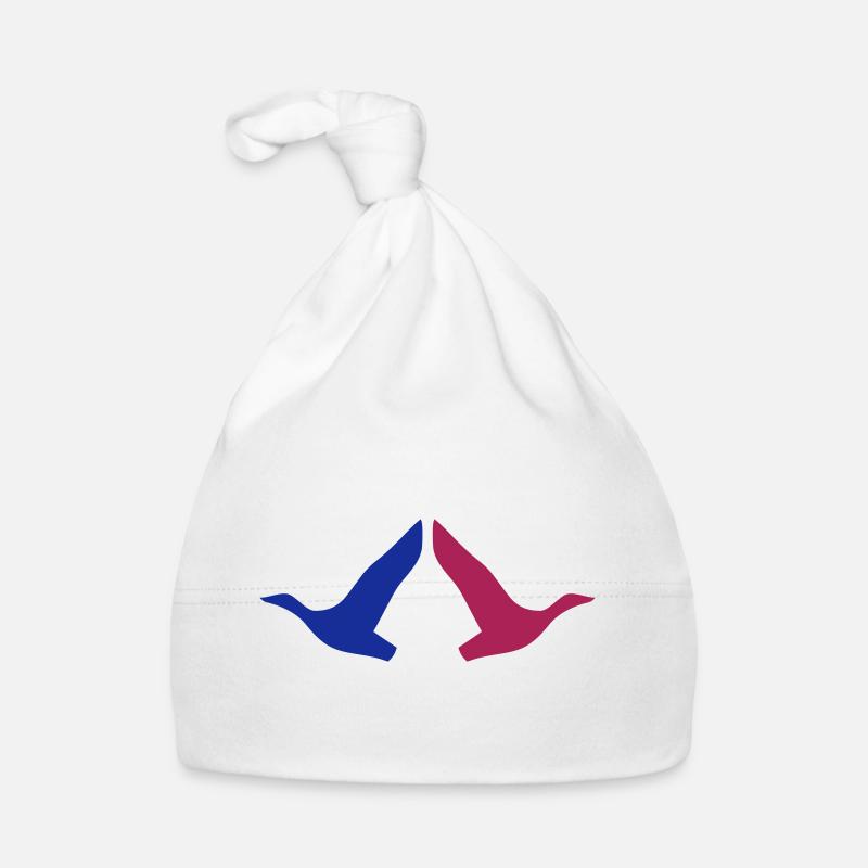 ★ Couleurs de conception modifiables ★ Deux oiseaux en vol Bonnet bio Bébé