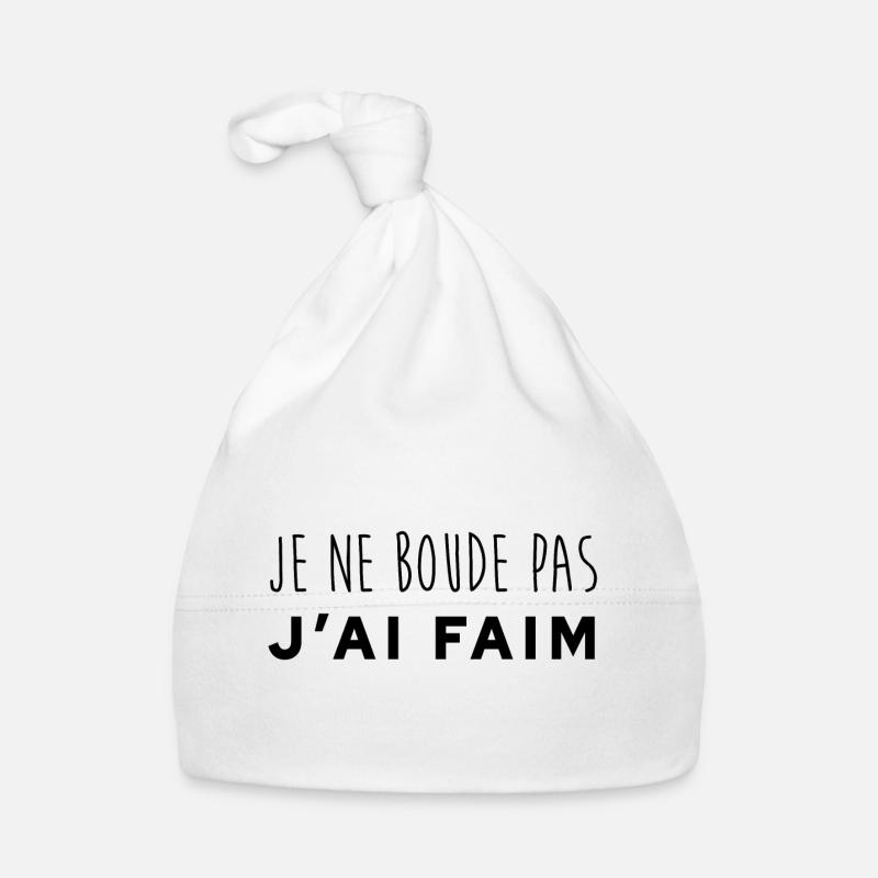 Je ne boude pas j'ai faim - Bonnet bio Bébé - blanc